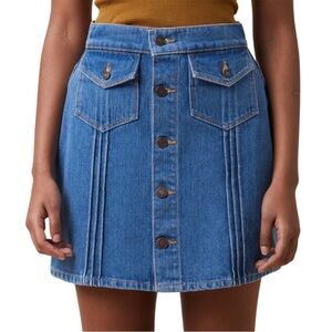 Denim Button-Front Skirt